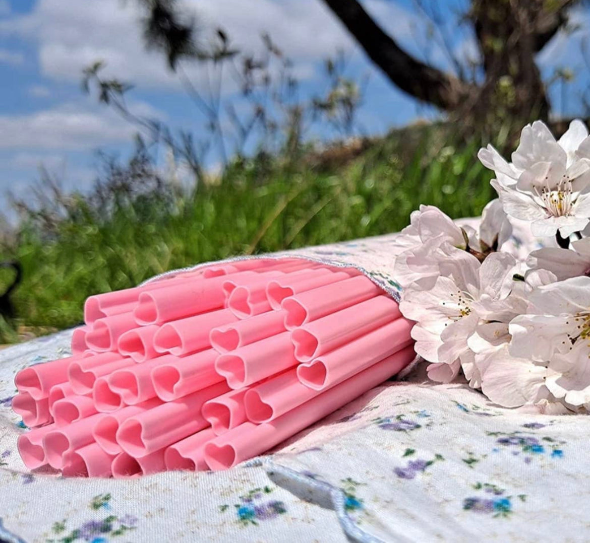 PINK HEART STRAWS