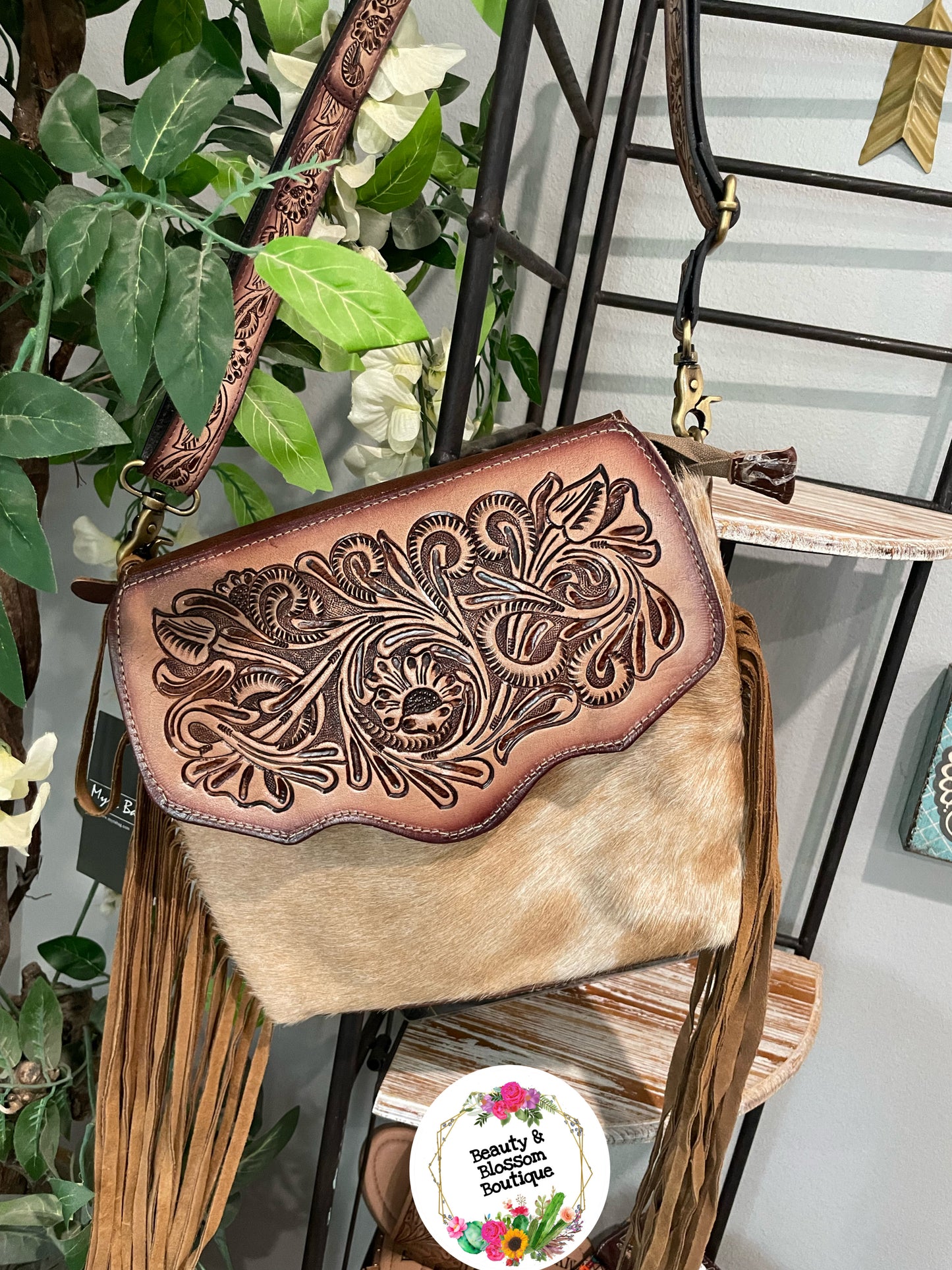 Roswell Way Fringed Hand-Tooled Bag