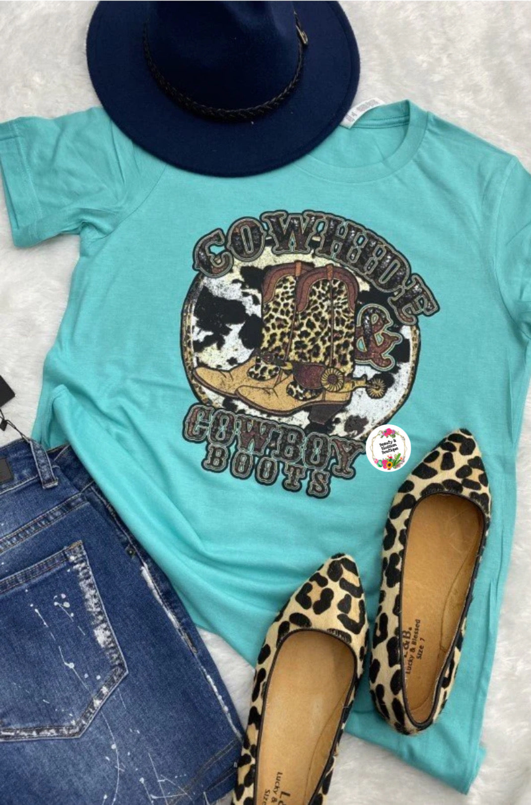 COWHIDE AND COWBOY BOOTS TEE- 35