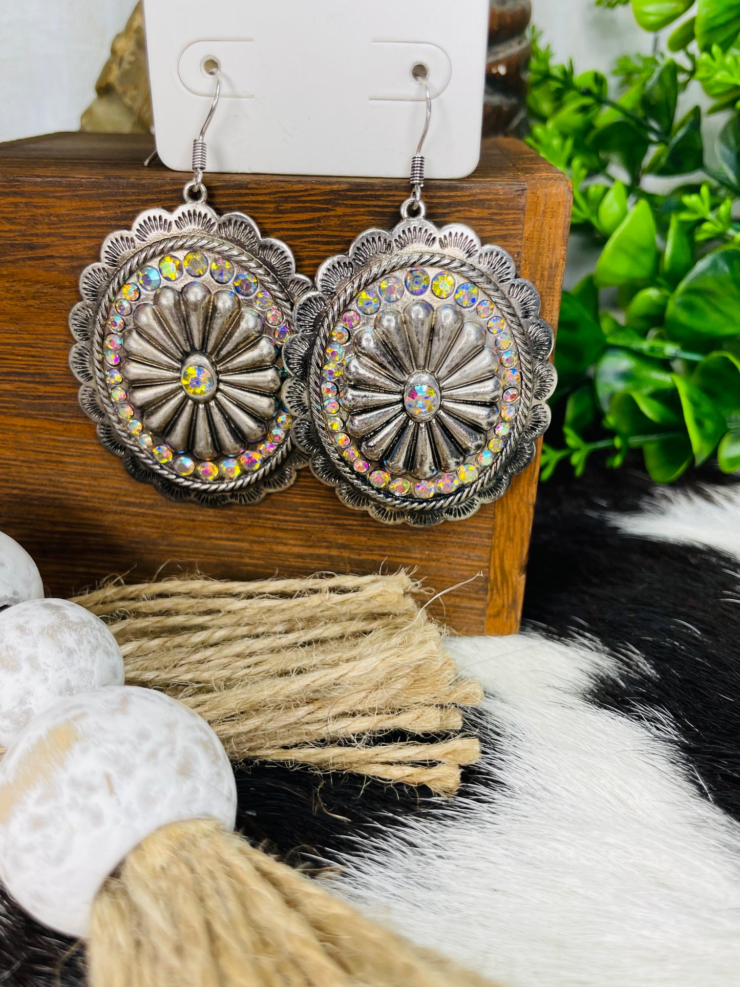 CONCHO EARRINGS- SILVER