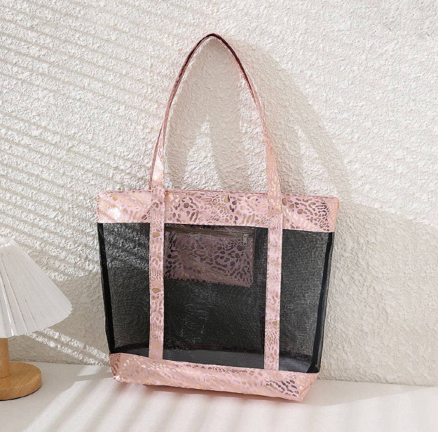 METALLIC LEOPARD TOTE BAG