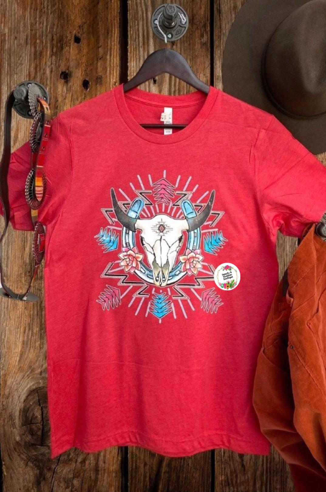 AZTEC STEER HORSESHOE TEE- 171