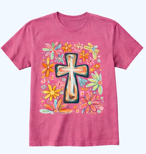 FLORAL CROSS EASTER TEE
