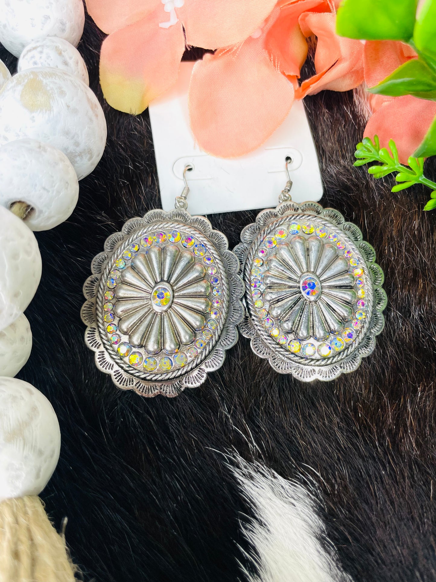 CONCHO EARRINGS- SILVER