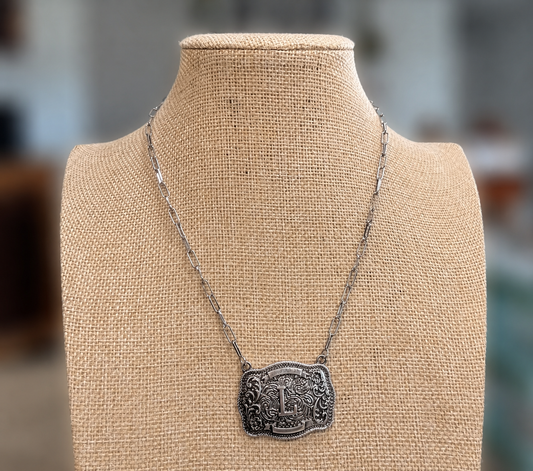 L WESTERN INITIAL BUCKLE NECKLACE