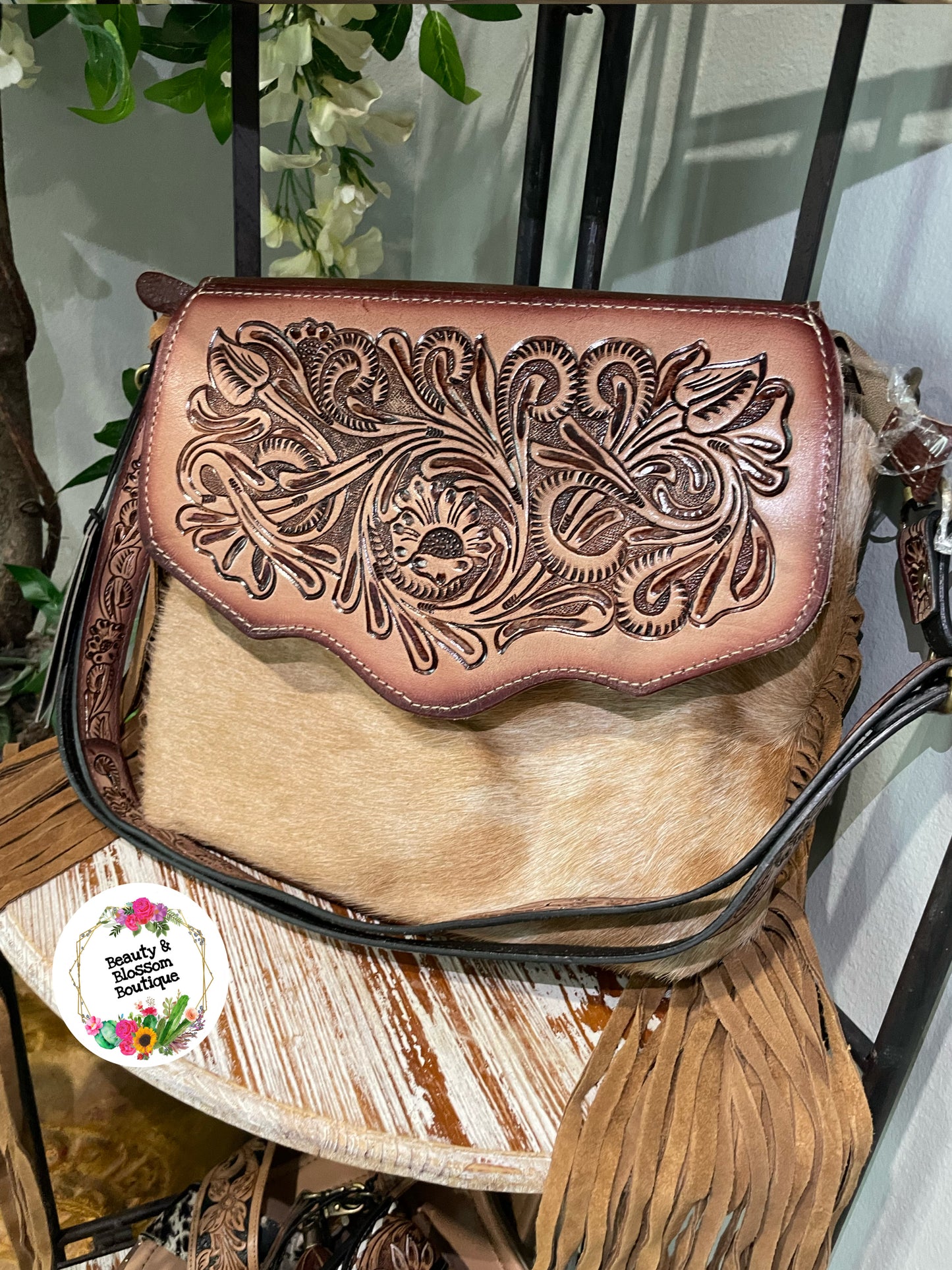 Roswell Way Fringed Hand-Tooled Bag