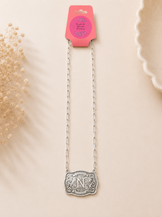N WESTERN INITIAL BUCKLE NECKLACE