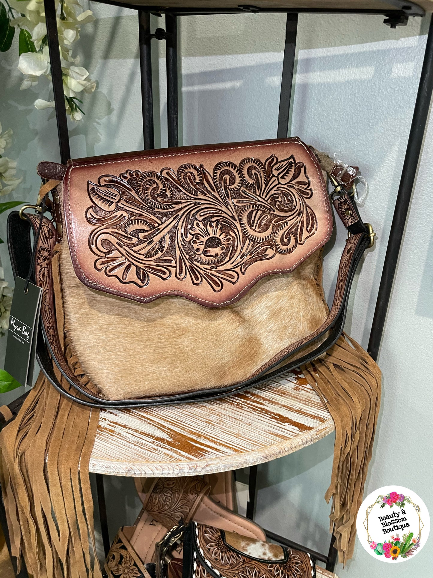 Roswell Way Fringed Hand-Tooled Bag