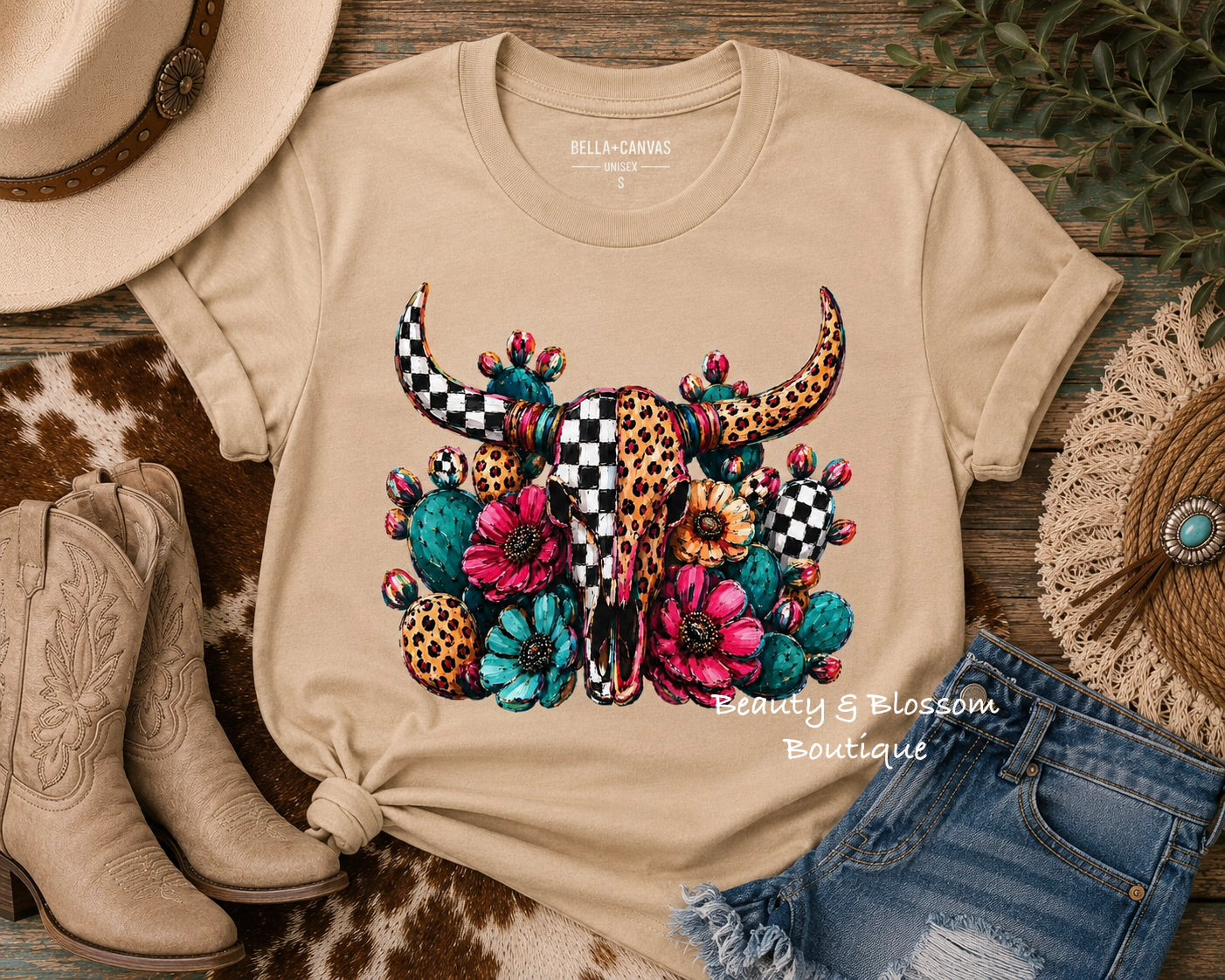 DESERT BLOOM LONGHORN TEE -