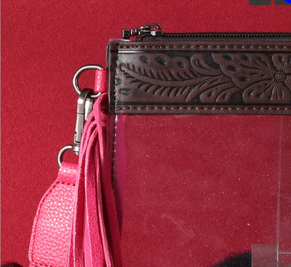 Montana West Western Fringe Clear Crossbody Bag - Pink
