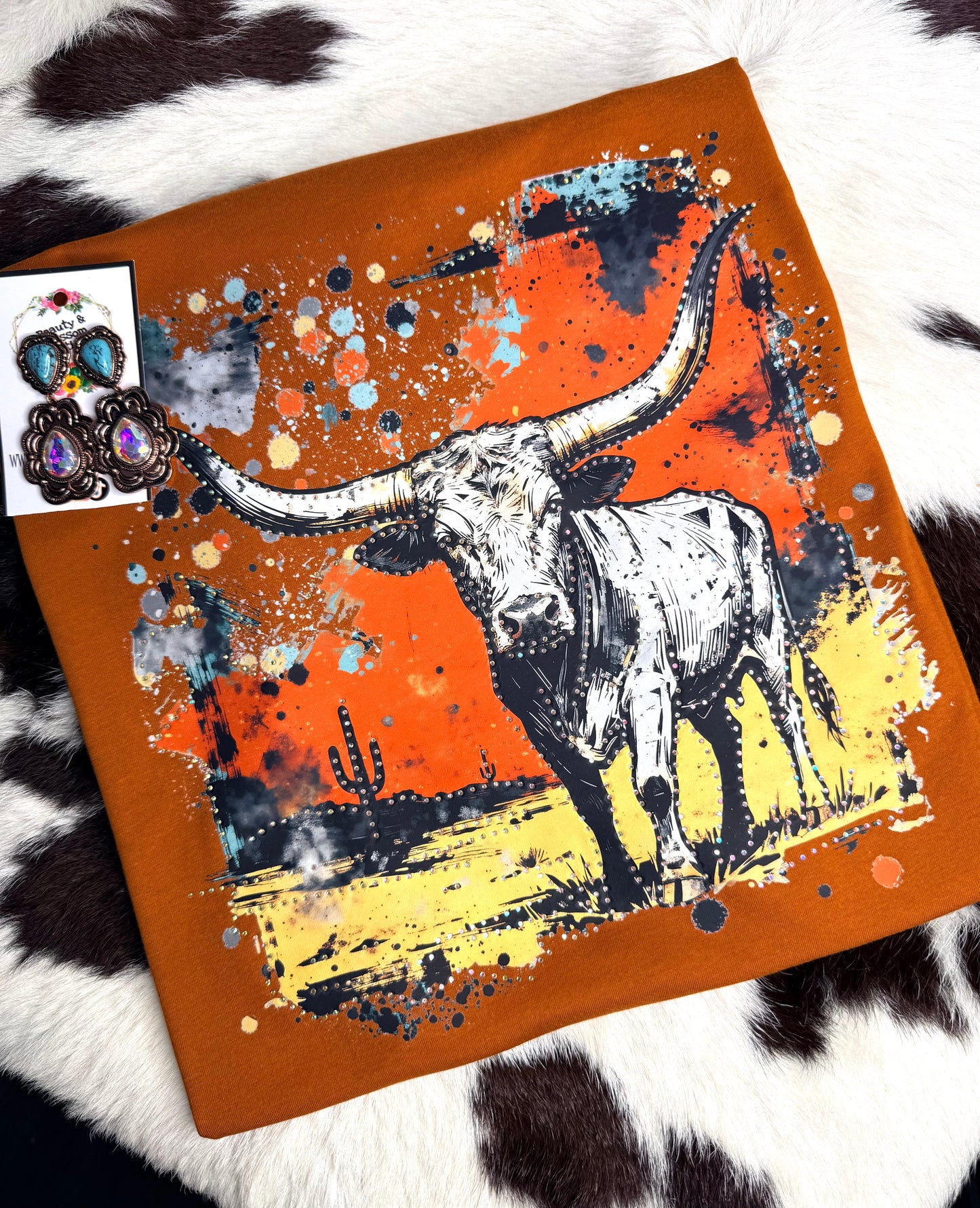 DESERT LONGHORN WITH BLING TEE- 18