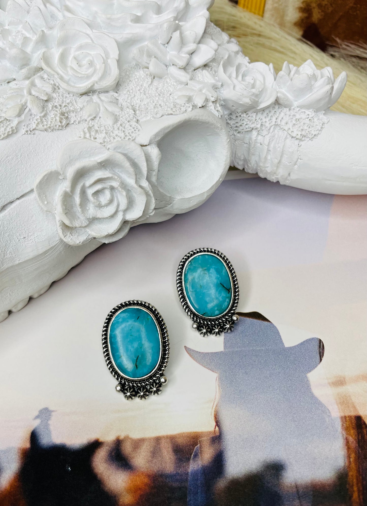 READY TO ROCK TURQUOISE STUD EARRINGS