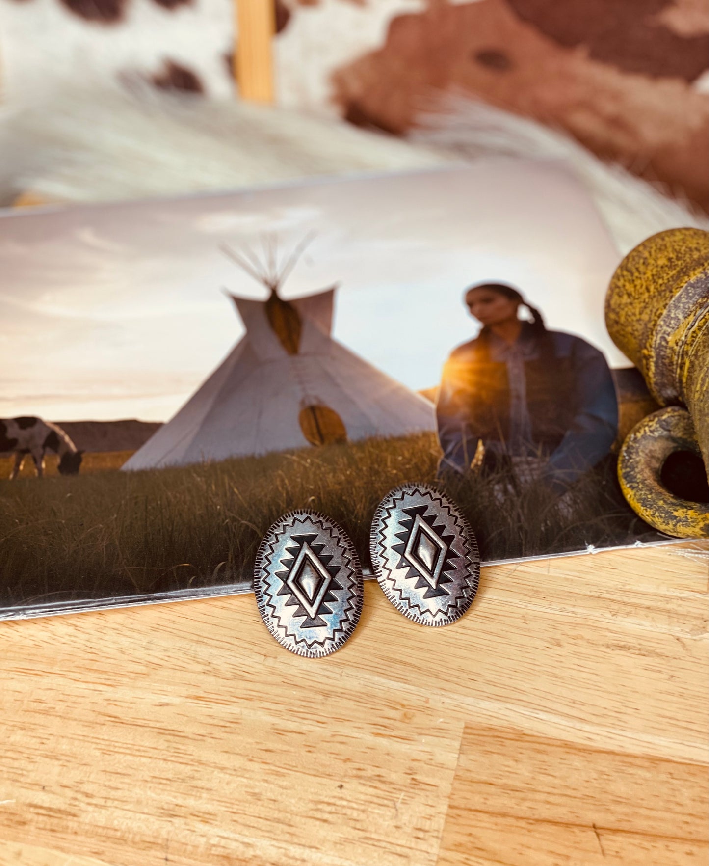 AZTEC DIAMOND STUD EARRINGS