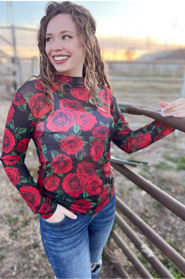 ROSE OF MY HEART MESH TOP