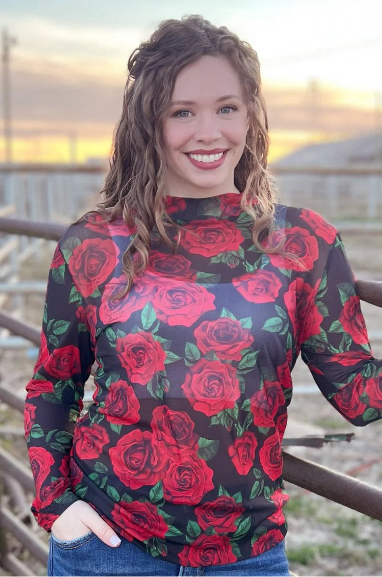 ROSE OF MY HEART MESH TOP