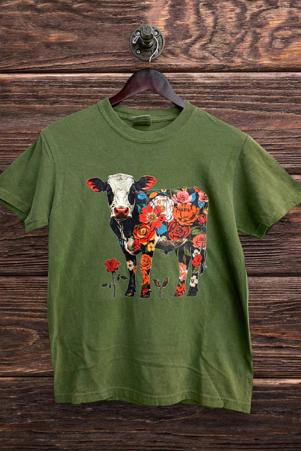 FLORAL COW TEE- 248