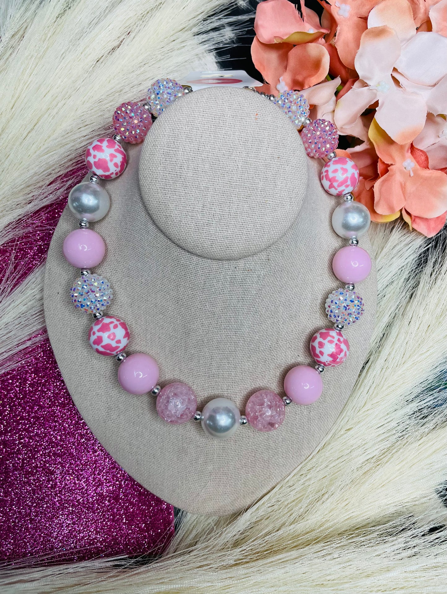 PINK & COW GIRLS NECKLACE