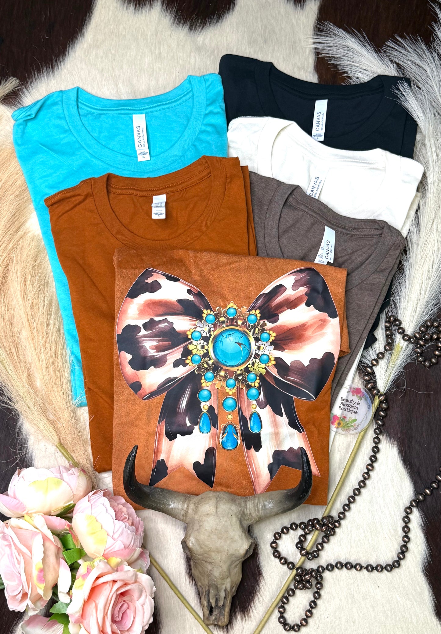 COWHIDE BOW TEE- 290