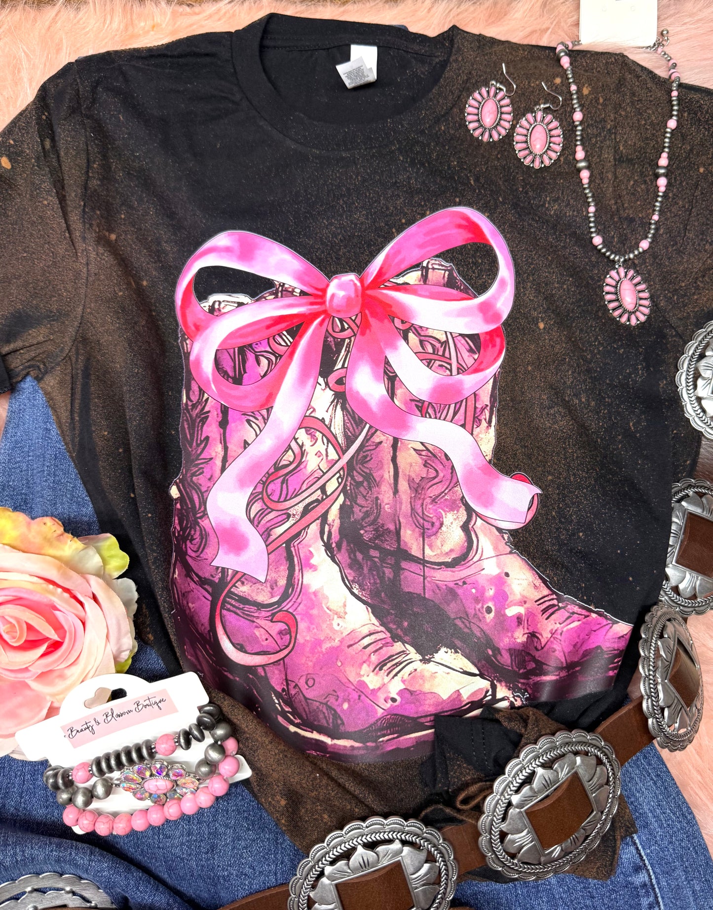 COQUETTE PINK BOOTS TEE- 70