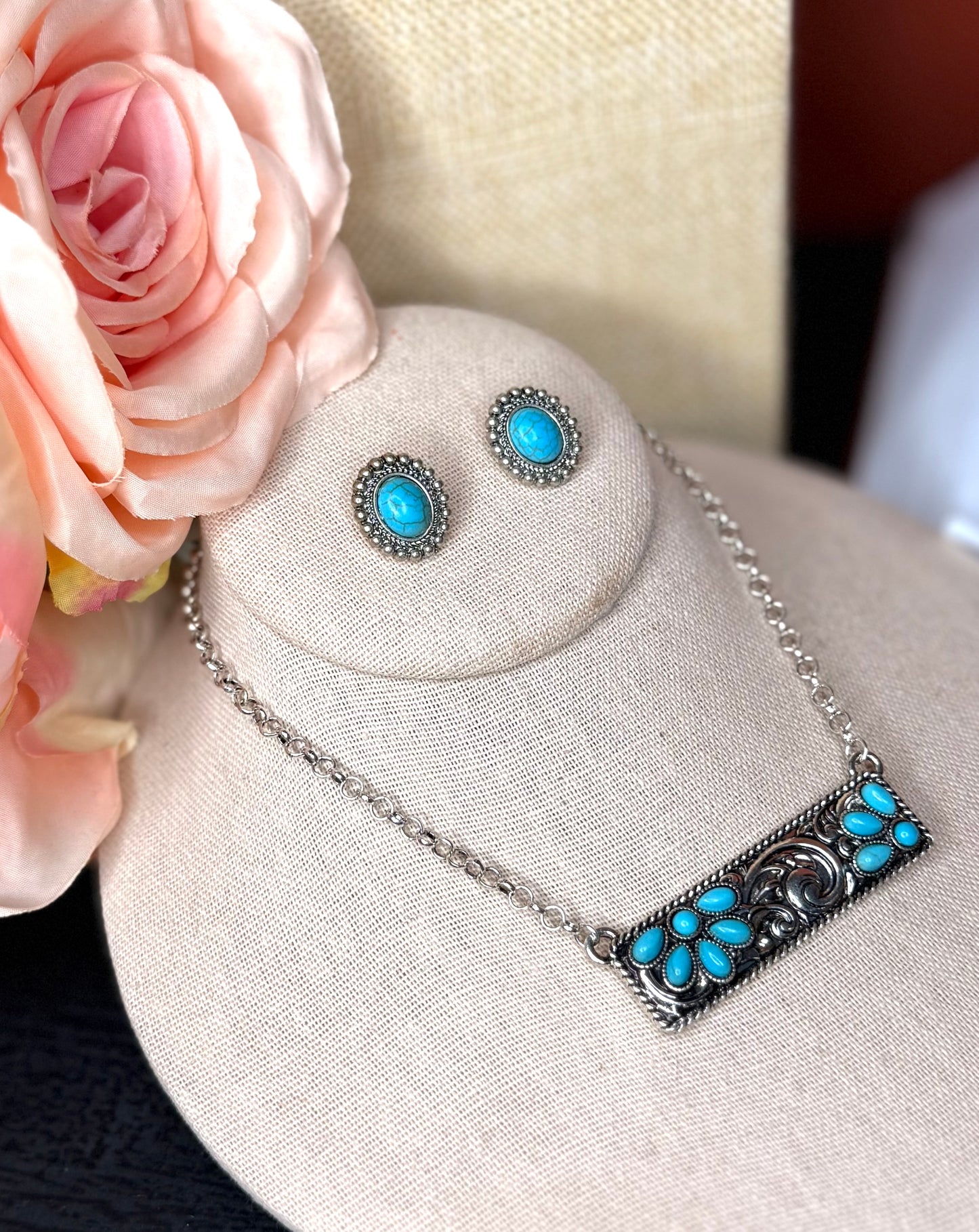 RECTANGLE PENDANT TURQUOISE SET