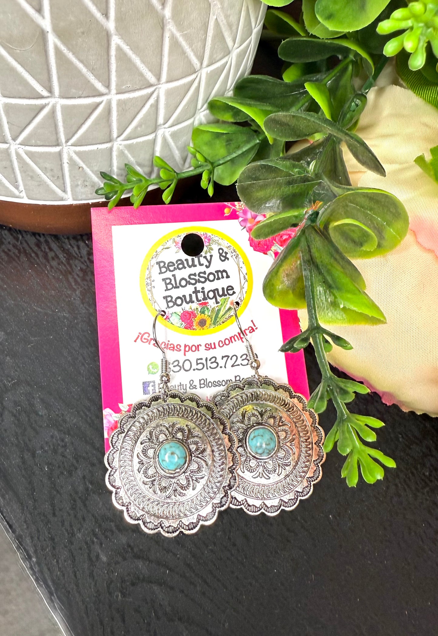 SMALL CONCHO EARRINGS