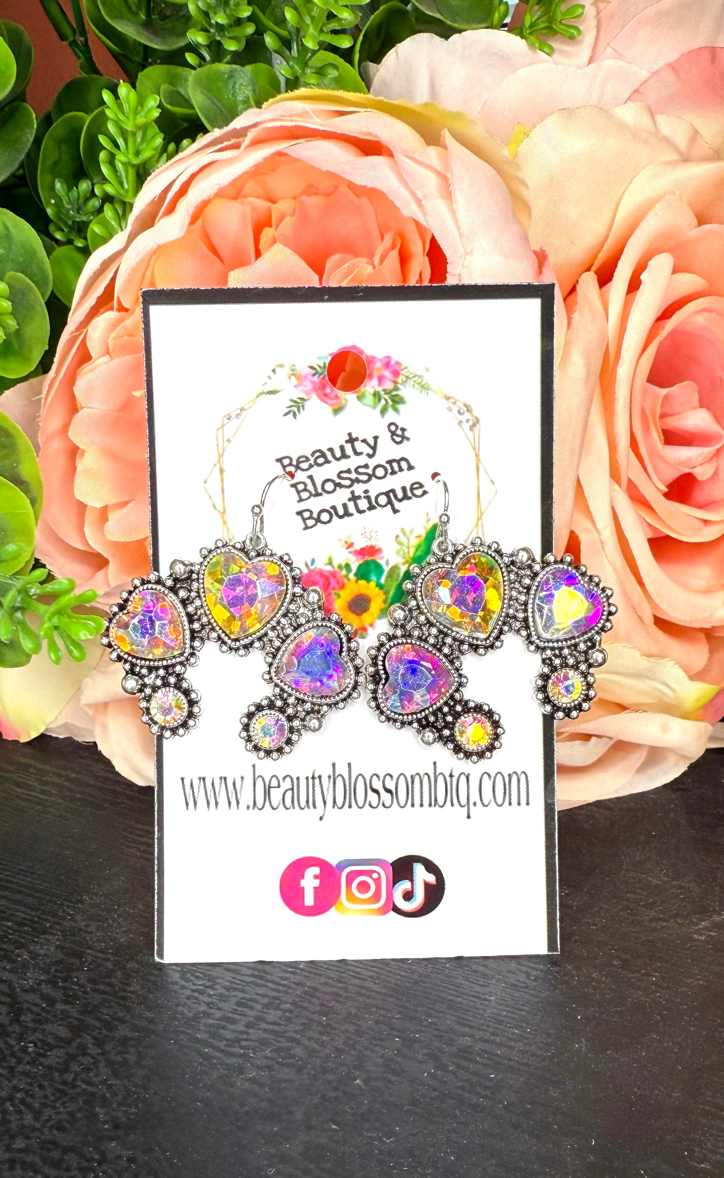 IT'S A LOVE SONG HEART SPARKLE EARRINGS- SILVER