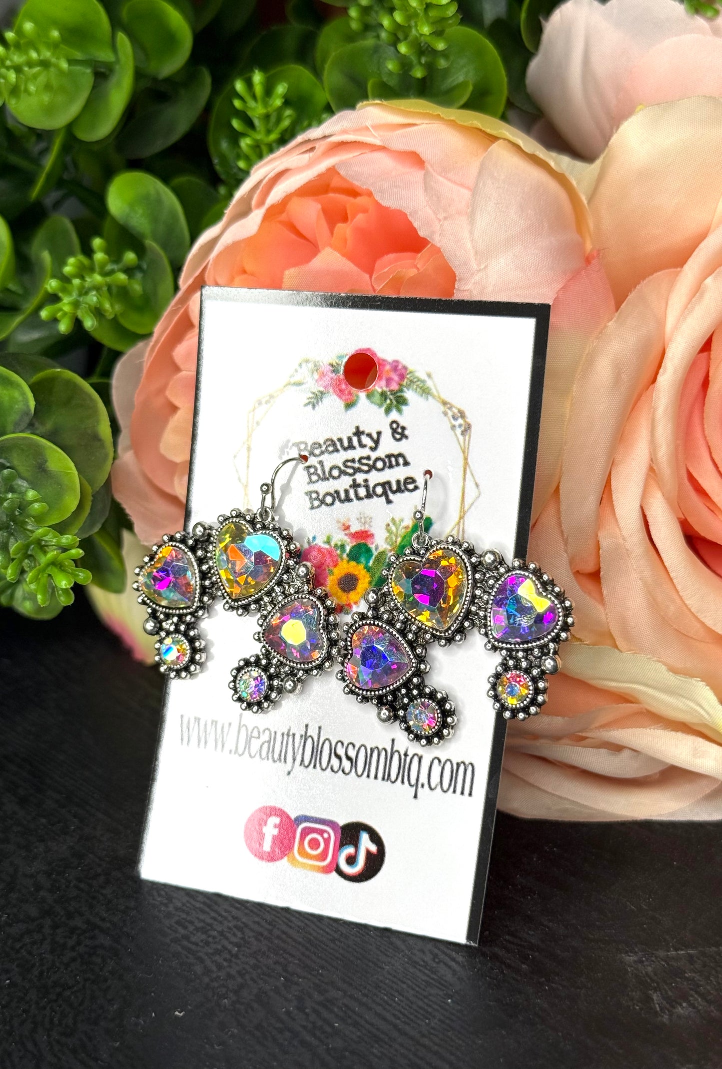 IT'S A LOVE SONG HEART SPARKLE EARRINGS- SILVER