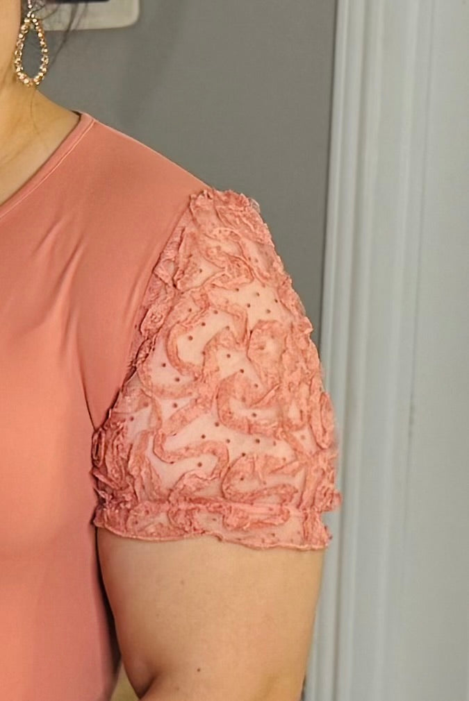 PEACH / FLORAL SLEEVE BODYSUIT