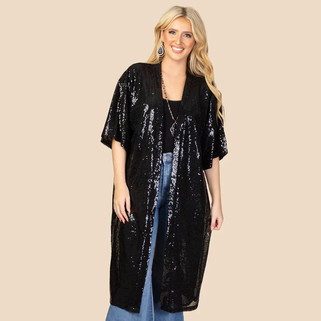 SHIMMER ME UP DUSTER- BLACK