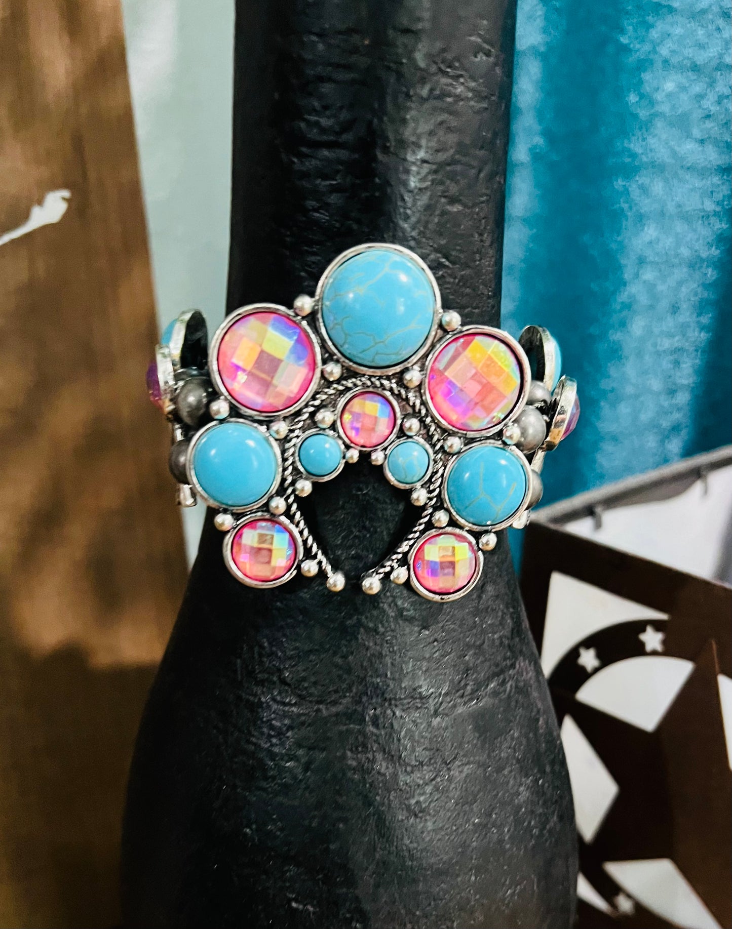 COSMIC SQUASH BLOSSOM BRACELET - TURQUOISE