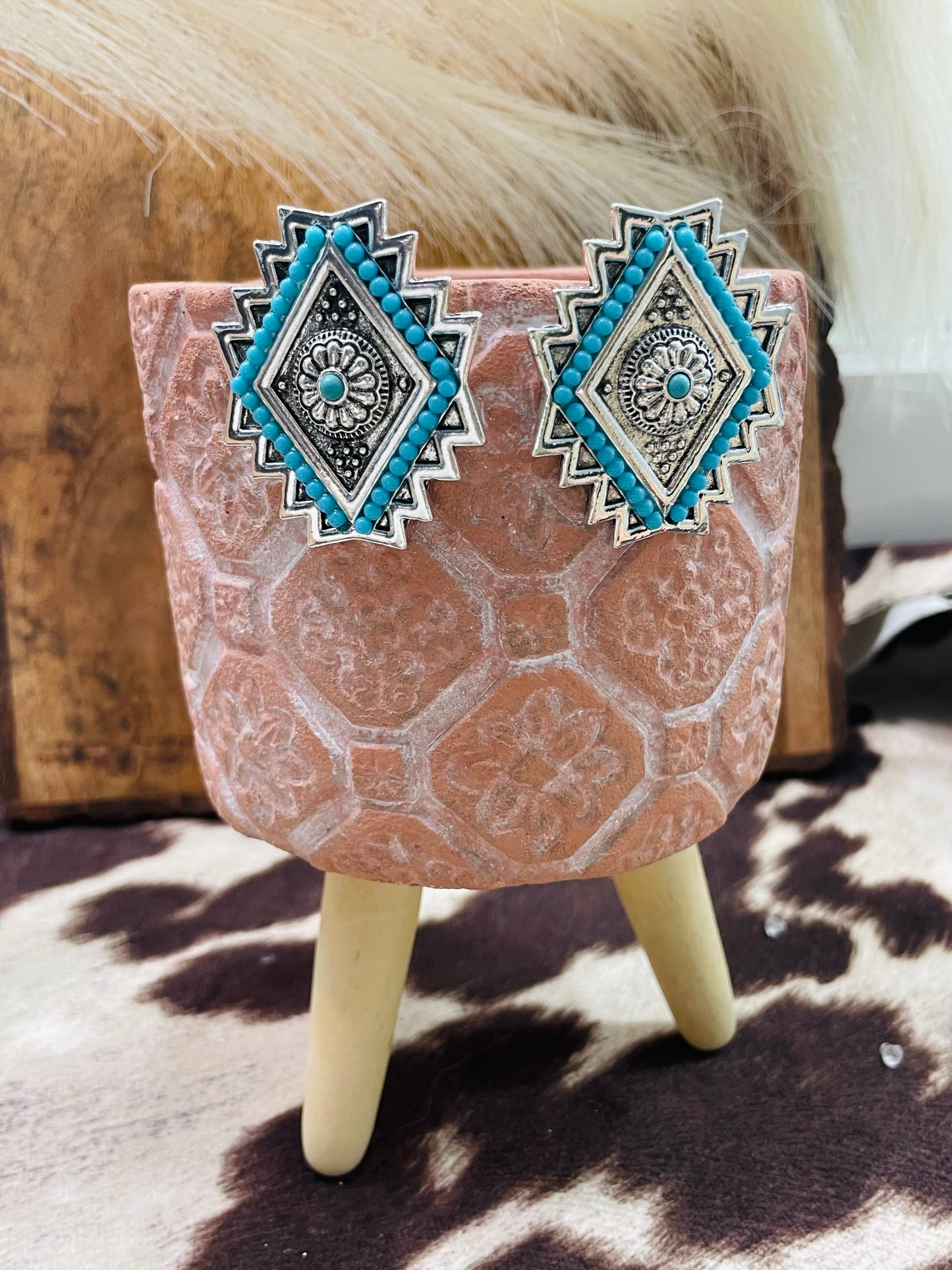 SHE'S MY ROCK TURQUOISE NAVAJO STUD EARRINGS