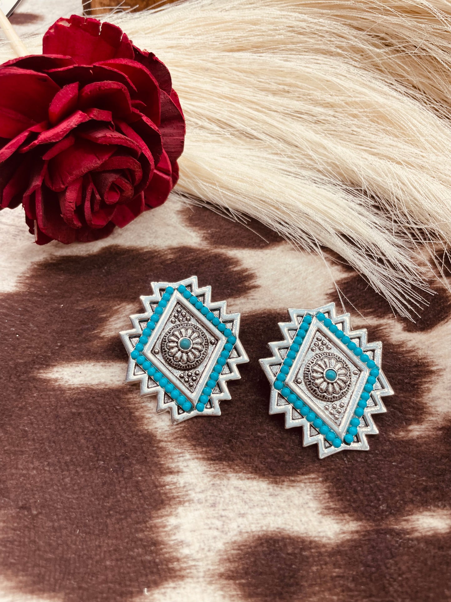 SHE'S MY ROCK TURQUOISE NAVAJO STUD EARRINGS