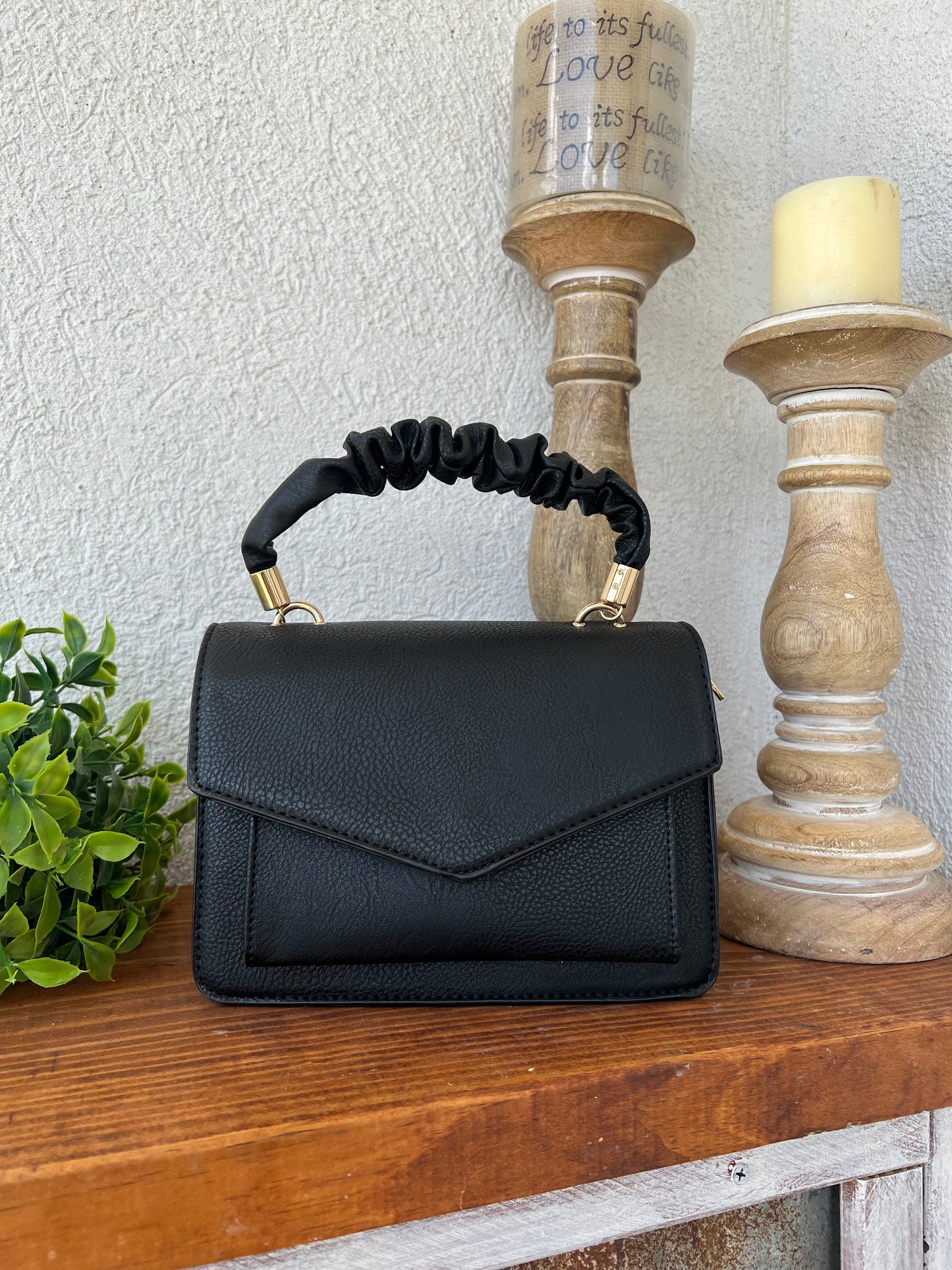 CROSSBODY PURSE W/ WALLET- BLACK