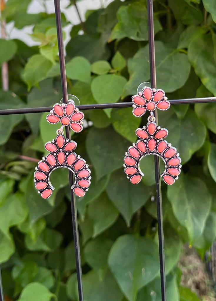 SQUASH BLOSSOM EARRINGS - CORAL