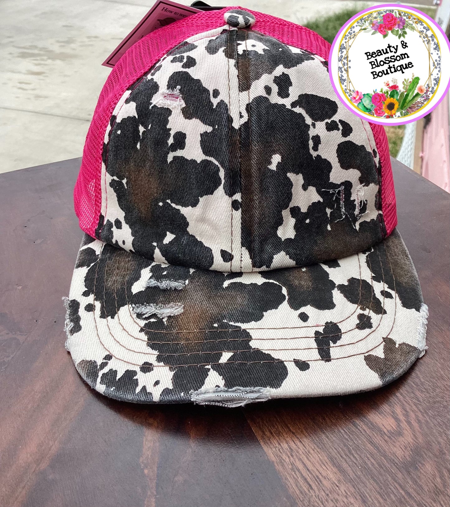 Cow Print Criss Cross Cap
