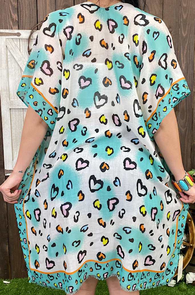Multicolor Heart Kimono