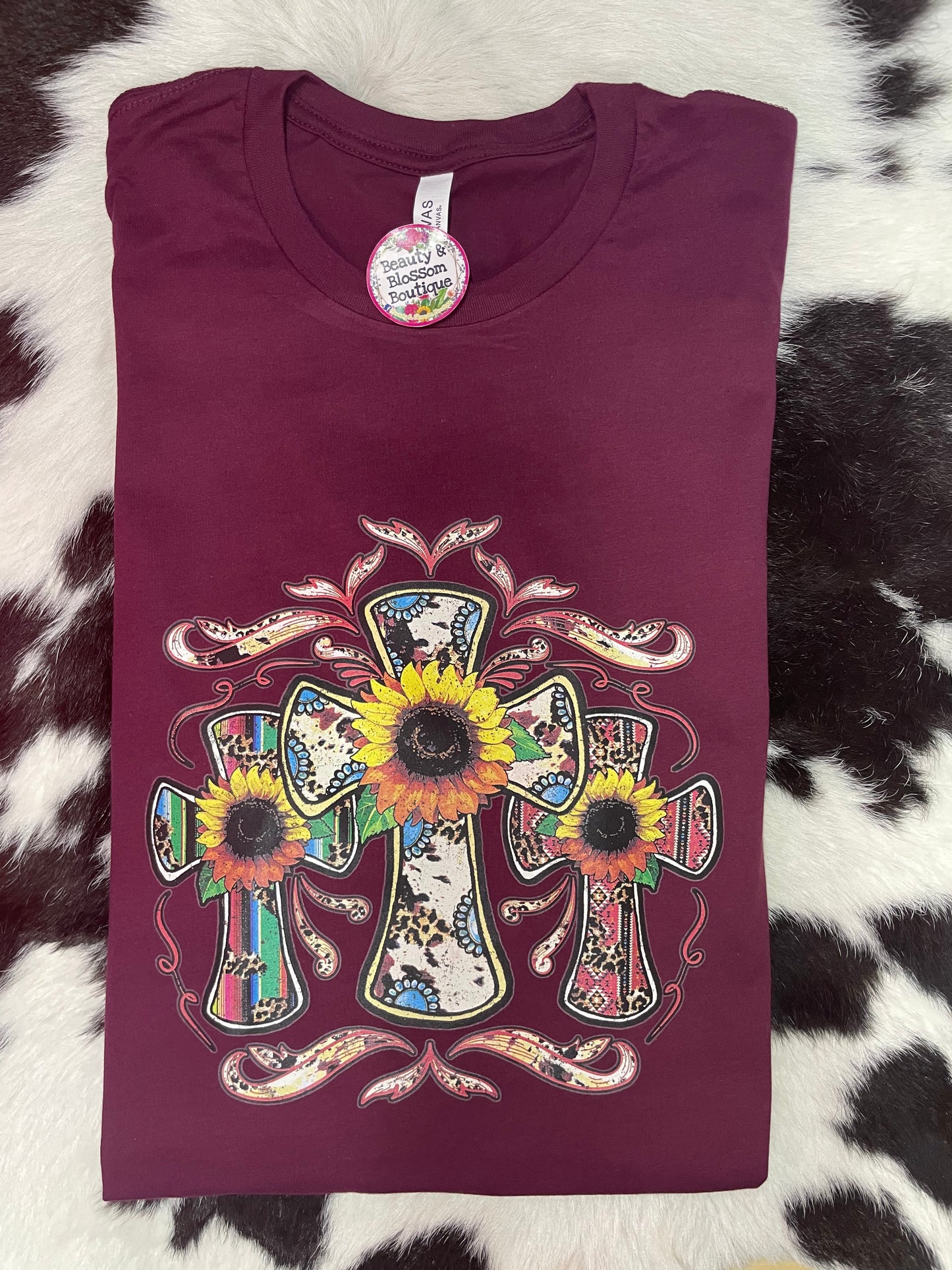 THREE SUNFLOWER CROSSES TEE- 278