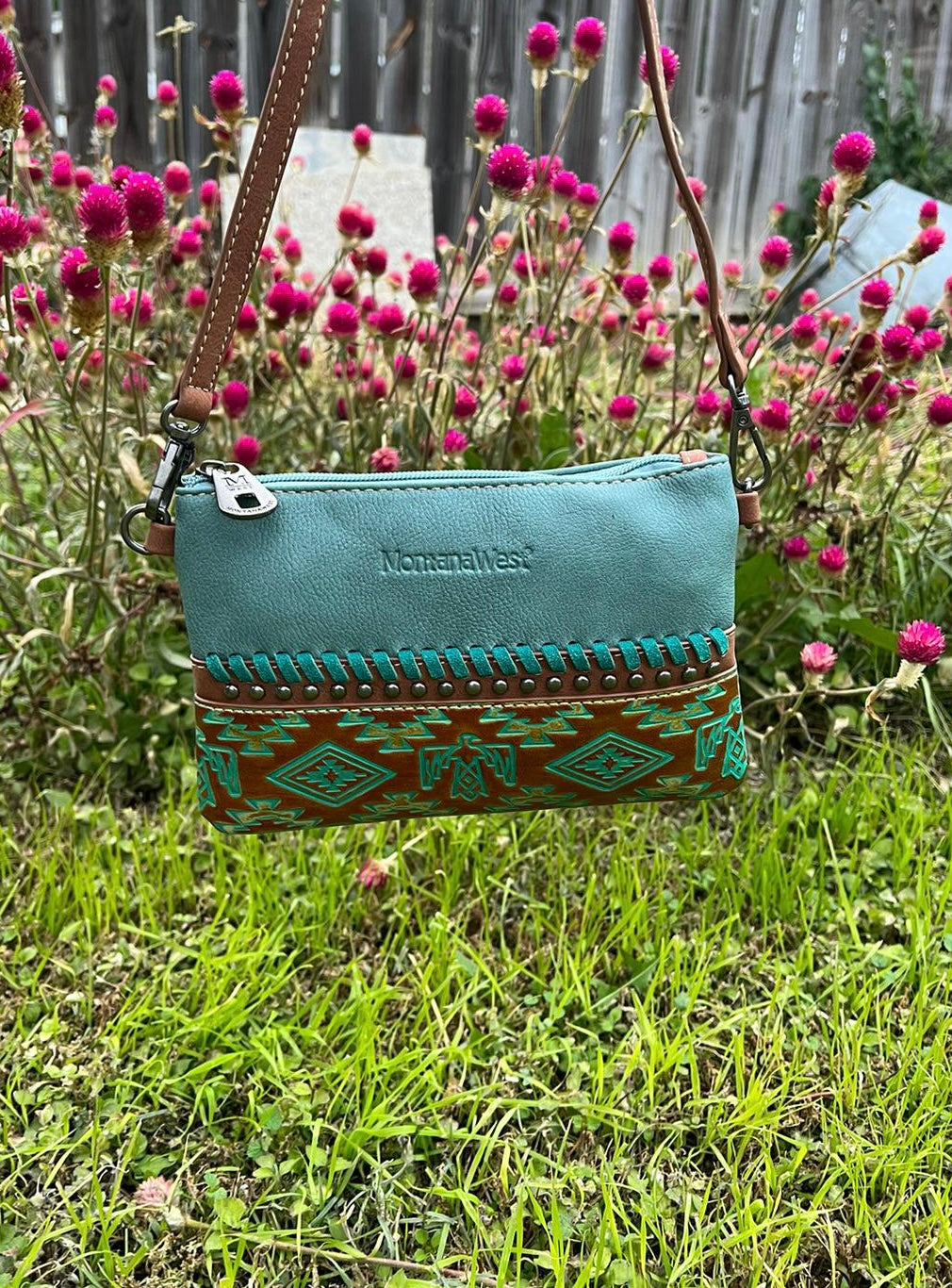 Montana West Aztec Tooled Clutch/Crossbody