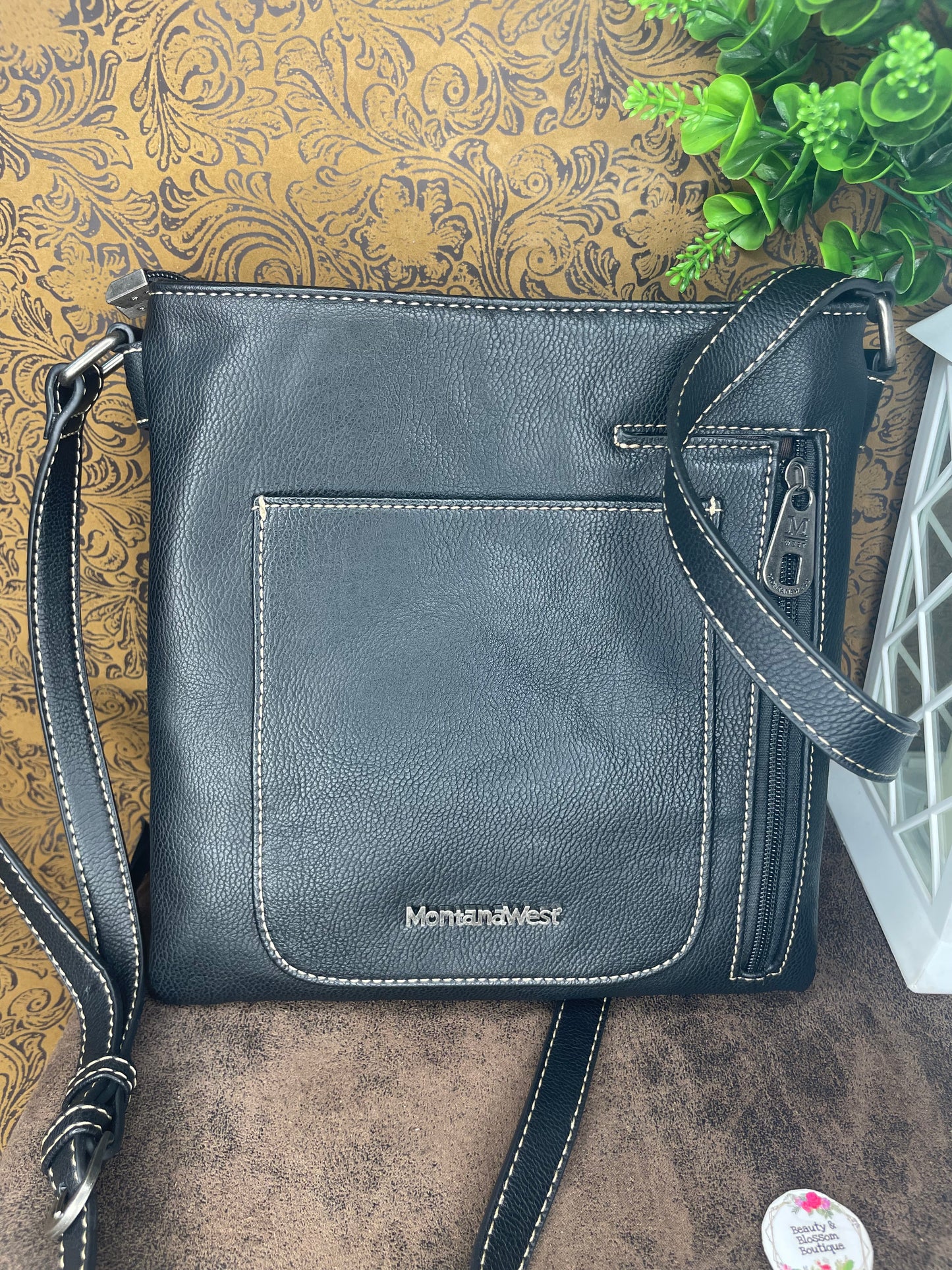 BLACK - Montana West Tooled Concealed Carry Crossbody