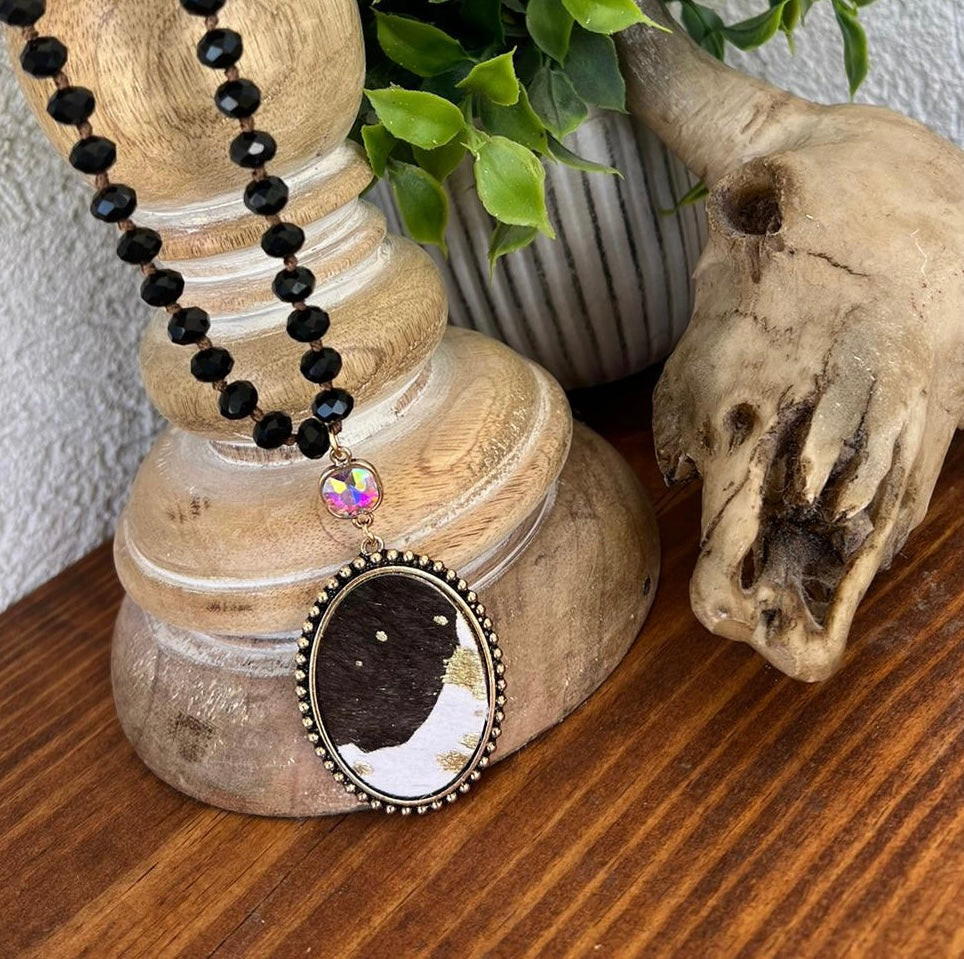 COW PRINT HIDE NECKLACE