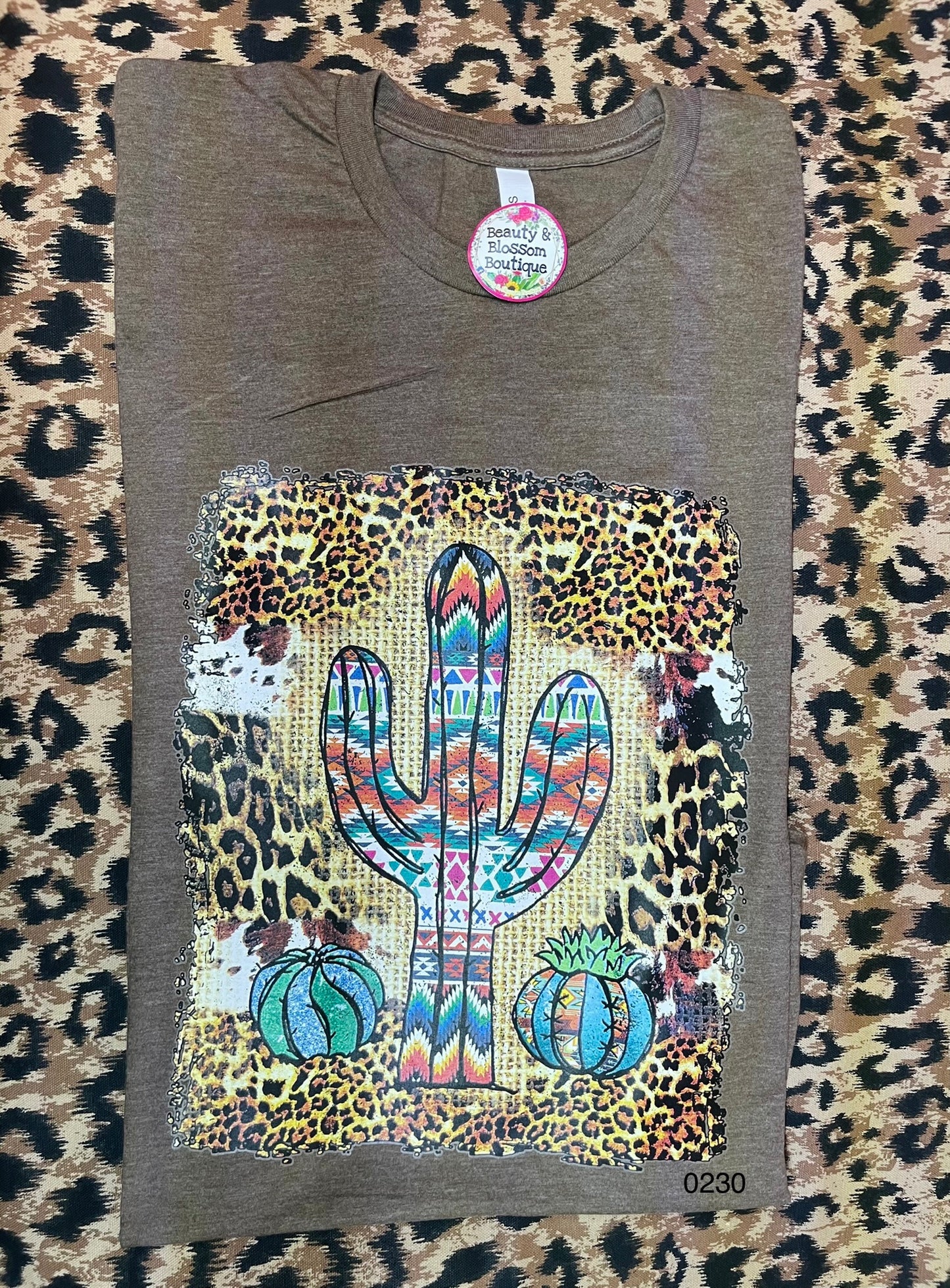 CACTUS TRIBAL W LEOPARD TSHIRT - 230
