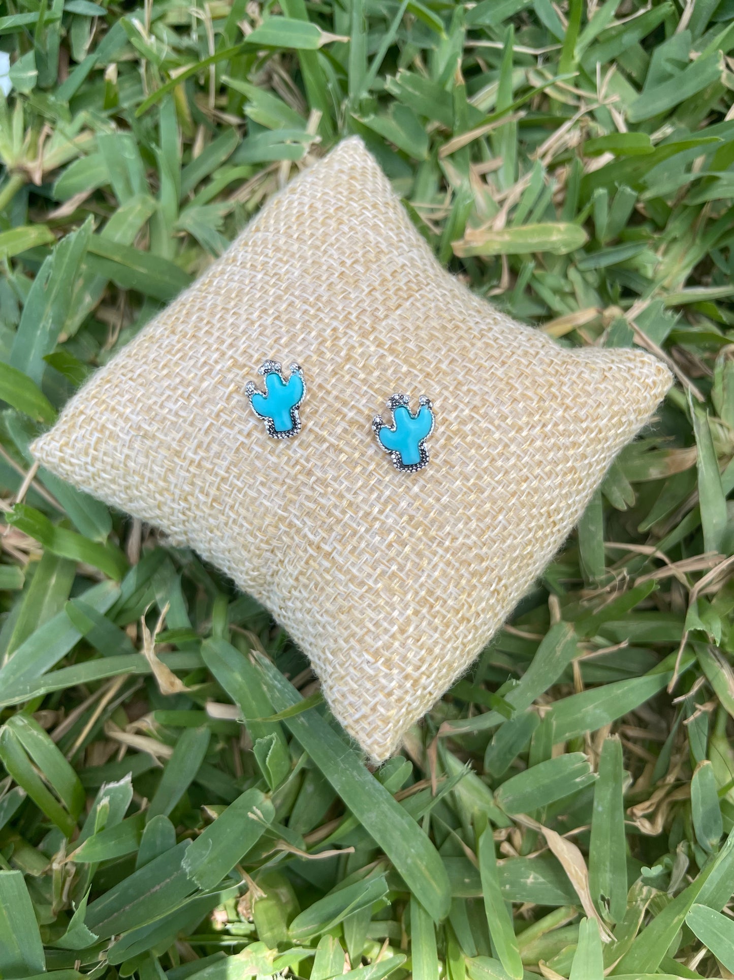CACTUS TURQUOISE STUD EARRINGS