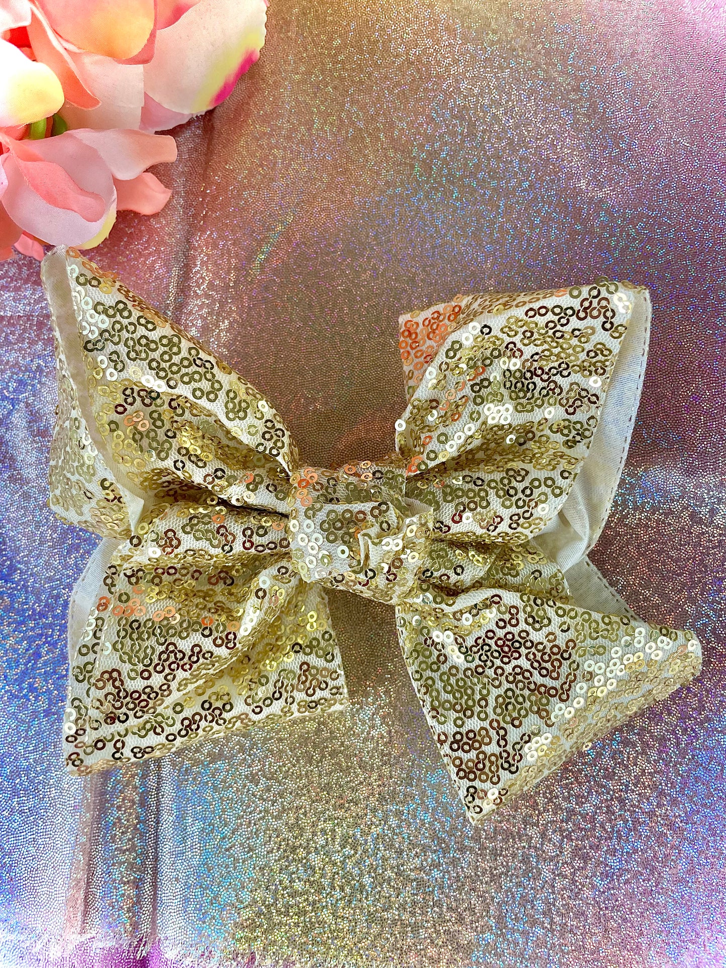 GOLD SEQUIN GIRLS BOW