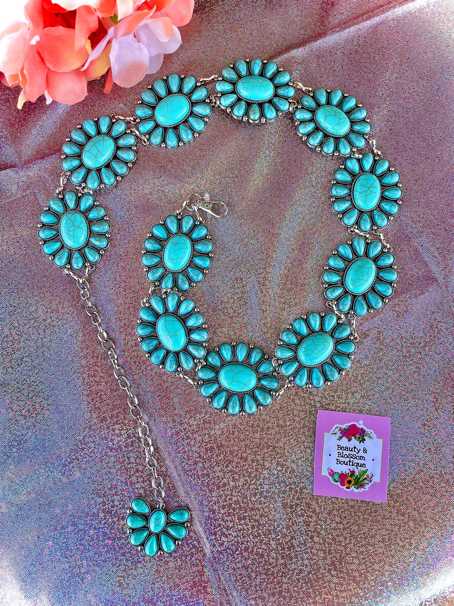 TURQUOISE CONCHO BELT- Kids
