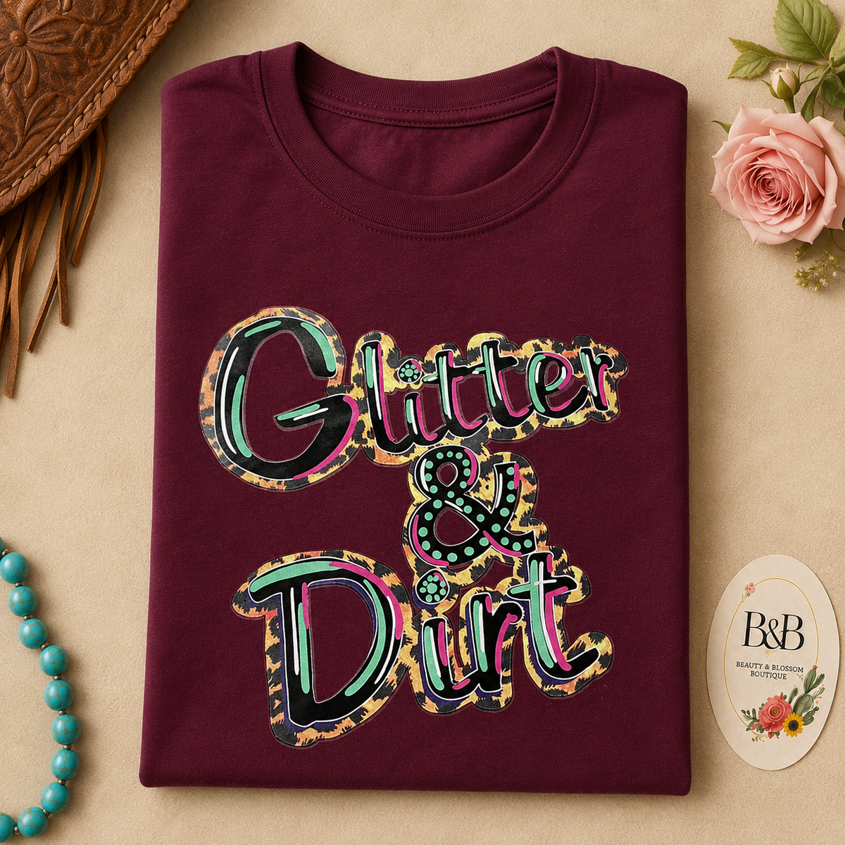Glitter & Dirt (MOM OF BOTH )Graphic Tee - Design 131