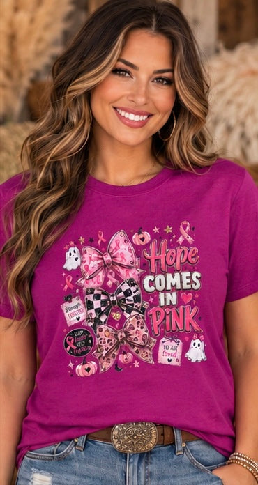 Hope Comes in Pink Graphic Tee - Design 68