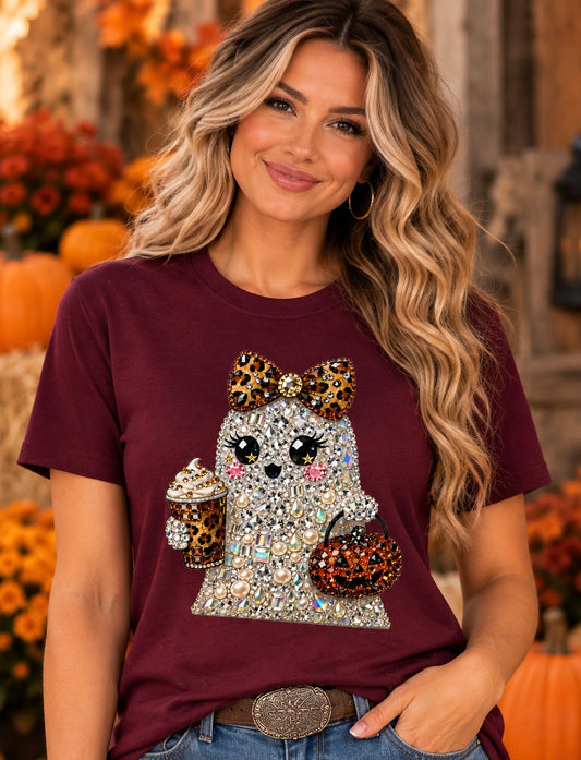 Bling Ghost Halloween Graphic Tee - Design 167