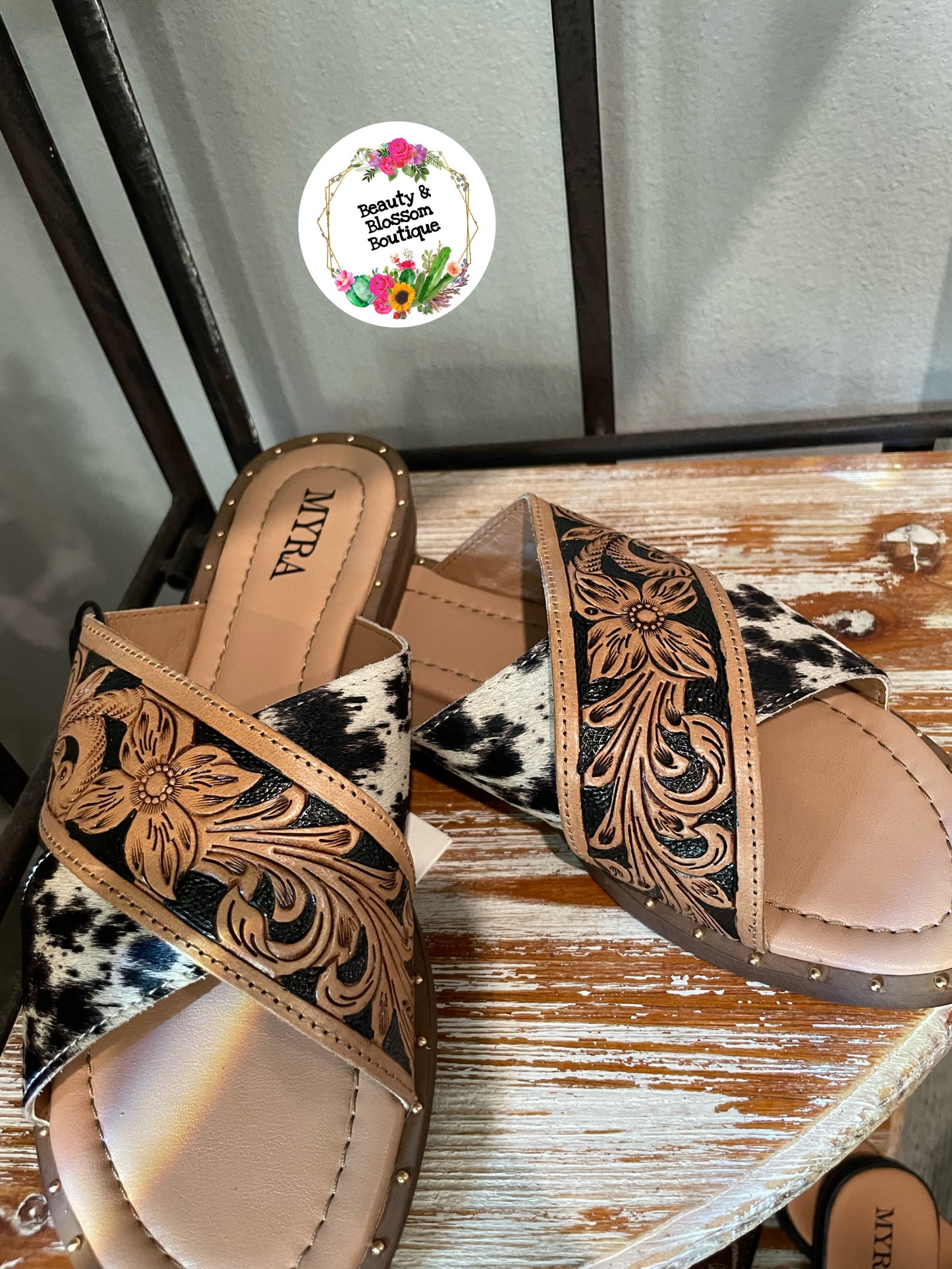 Chappy Western Hand-Tooled Sandals