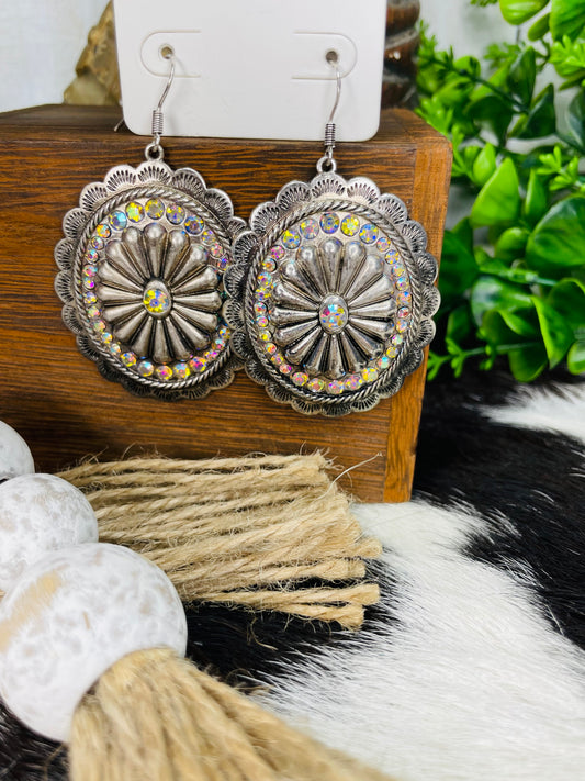 CONCHO EARRINGS- SILVER