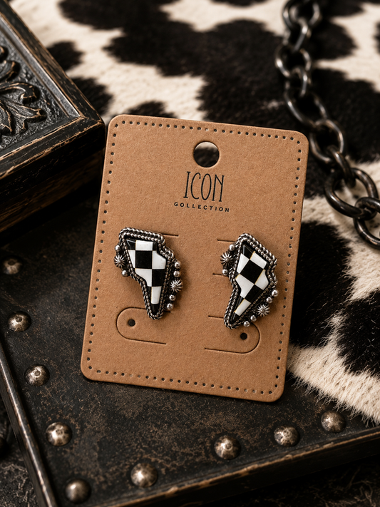 CHECKERED STUD EARRINGS